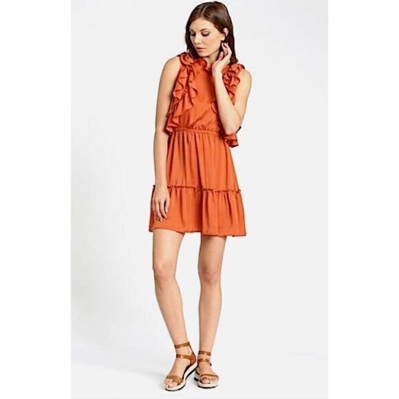 DRA NWT ANTHROPOLOGIE PALERMO RUFFLE DRESS FUSCHIA - Picture 5 of 7